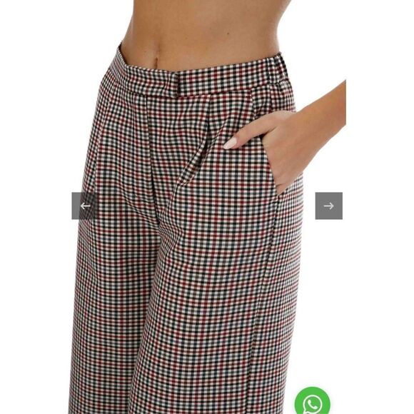 Sfizio Houndstooth Embroidered Eyelet Hem Wide Leg Pants Work Trousers 4 - Picture 3 of 16